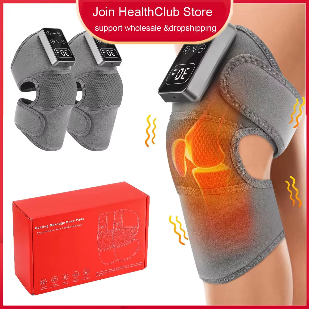 Electric Knee Pad Massager 3 Vibration 5 Levels Cordless Thermal Hot Compress Knee Support Brace Knee Leg Muscle Protection