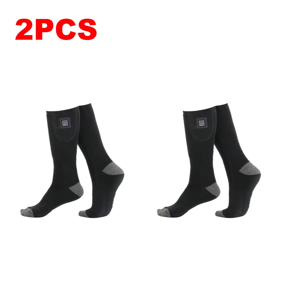 1/2/3Pair Winter Heated Socks anti Slip Battery Powered Cold-Proof Skiing Sock Heating Warm Long Socks for Outdoor Skiing Hiking