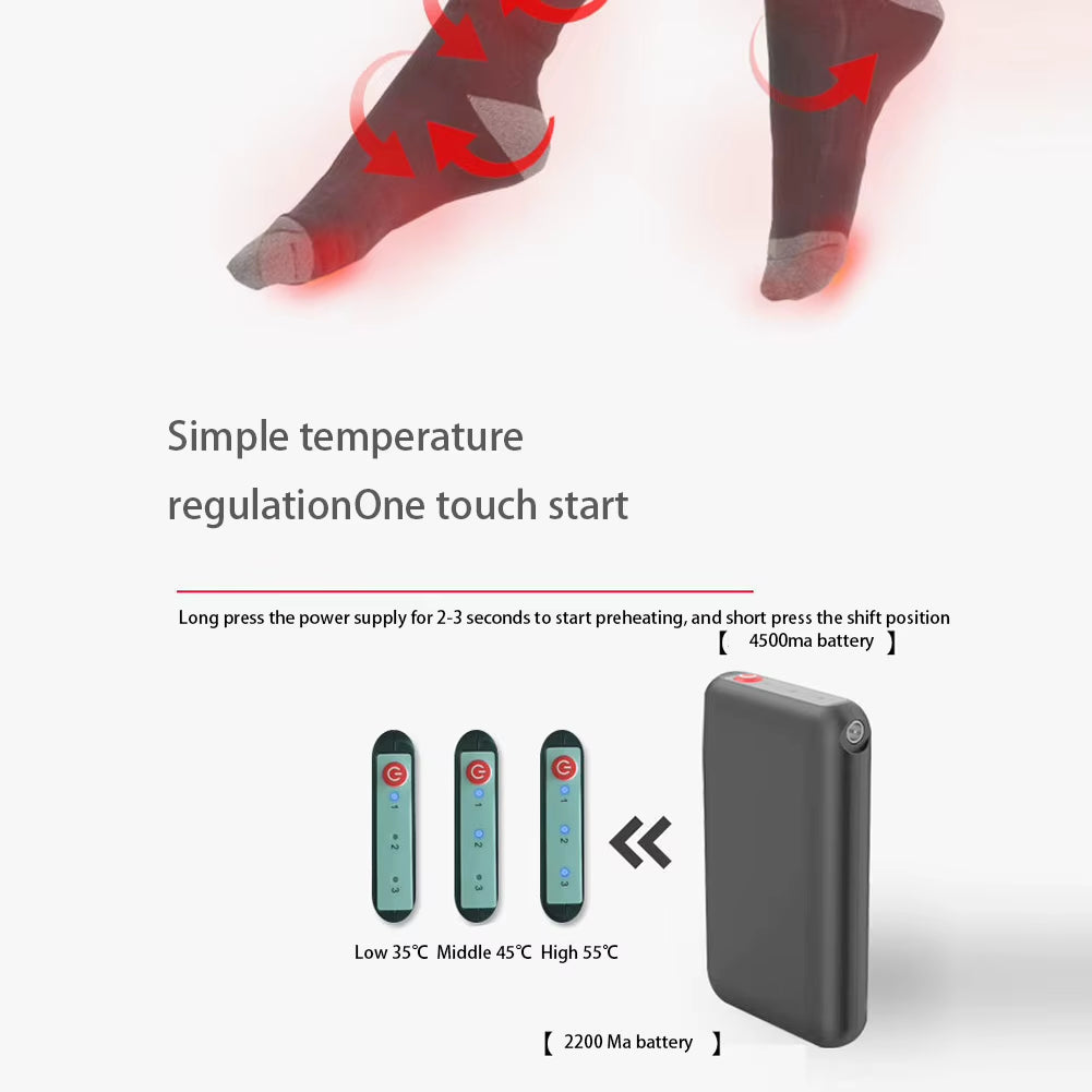 1/2/3Pair Winter Heated Socks anti Slip Battery Powered Cold-Proof Skiing Sock Heating Warm Long Socks for Outdoor Skiing Hiking