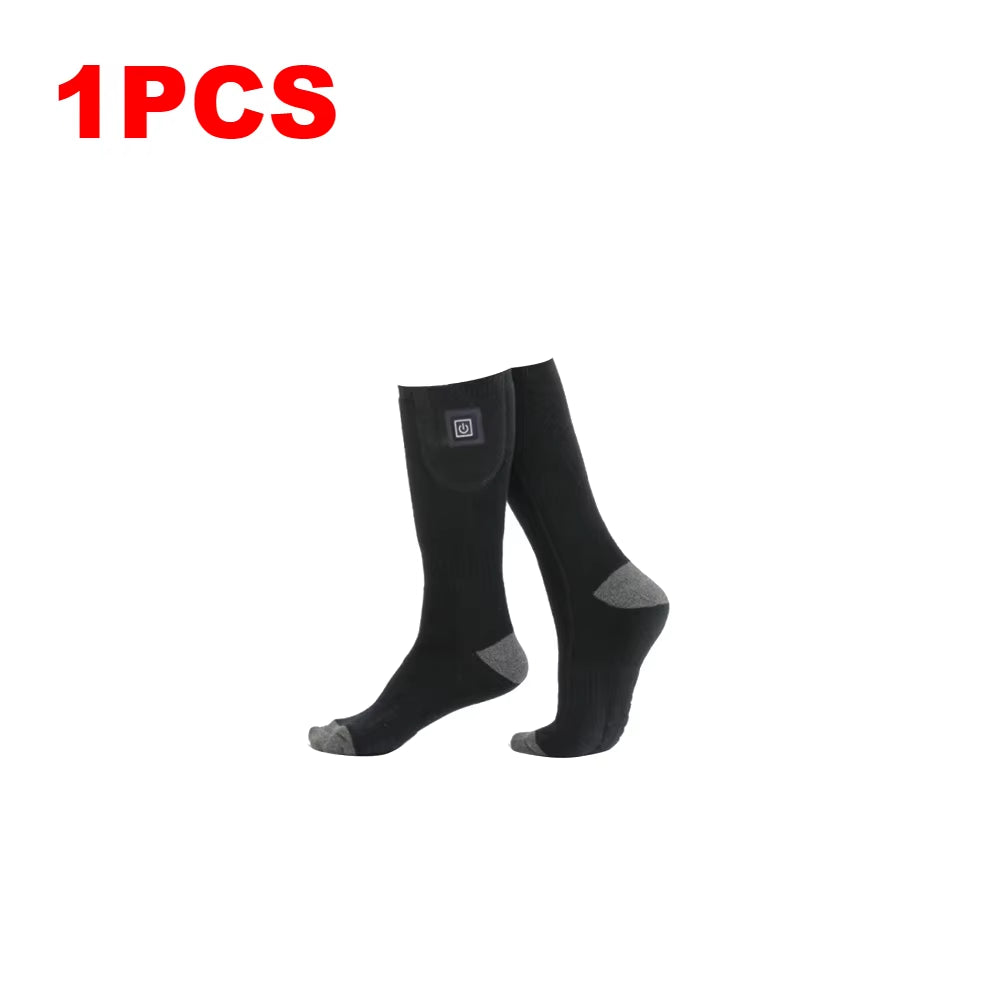 1/2/3Pair Winter Heated Socks anti Slip Battery Powered Cold-Proof Skiing Sock Heating Warm Long Socks for Outdoor Skiing Hiking