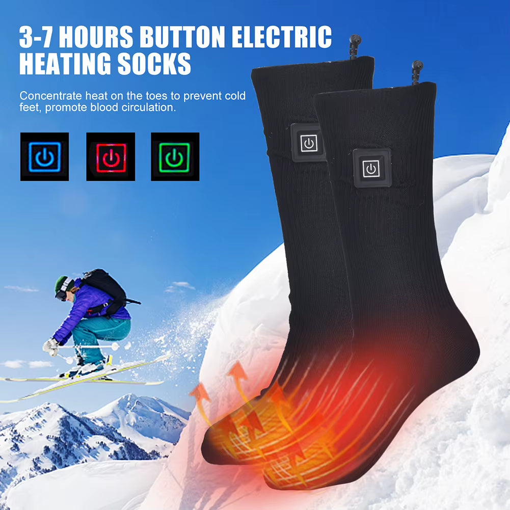 1/2/3Pair Winter Heated Socks anti Slip Battery Powered Cold-Proof Skiing Sock Heating Warm Long Socks for Outdoor Skiing Hiking