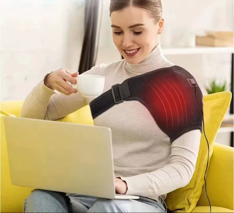 USB Electric Shoulder Brace Amr Pad 3 Gear Heated Massage Shoulder Support Massage Belt Gifts Health Care Keep Warm