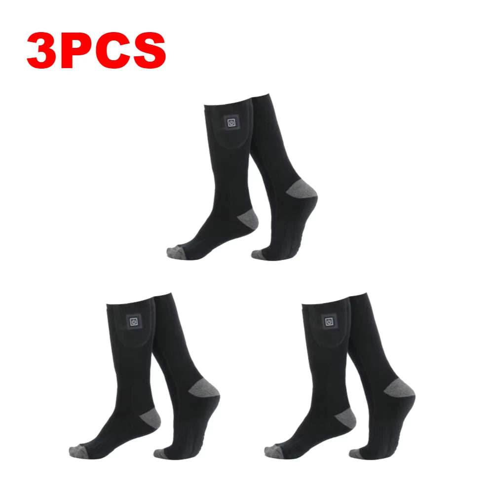 1/2/3Pair Winter Heated Socks anti Slip Battery Powered Cold-Proof Skiing Sock Heating Warm Long Socks for Outdoor Skiing Hiking